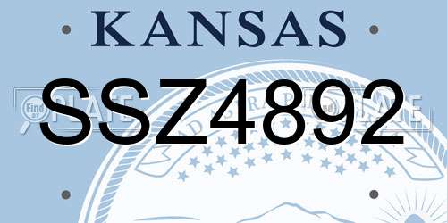 SSZ4892 Kansas License Plate