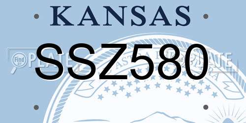 SSZ580 Kansas License Plate