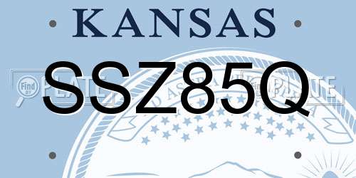 SSZ85Q Kansas License Plate