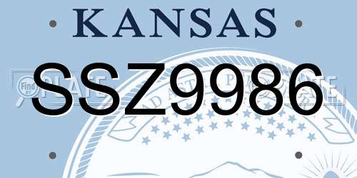 SSZ9986 Kansas License Plate