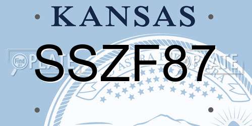 SSZF87 Kansas License Plate