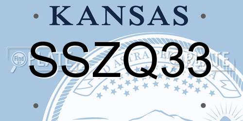 SSZQ33 Kansas License Plate