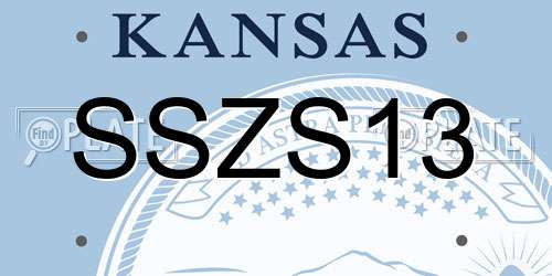 SSZS13 Kansas License Plate
