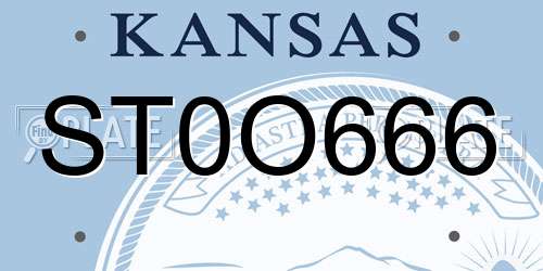 ST0O666 Kansas License Plate
