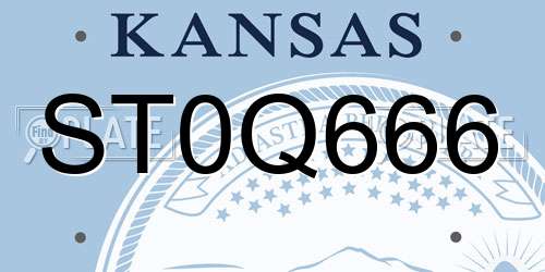 ST0Q666 Kansas License Plate