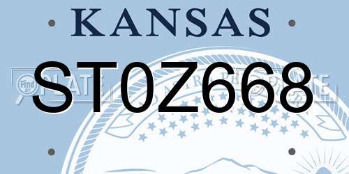 ST0Z668 Kansas License Plate
