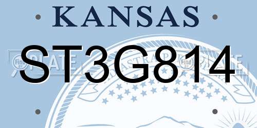 ST3G814 Kansas License Plate
