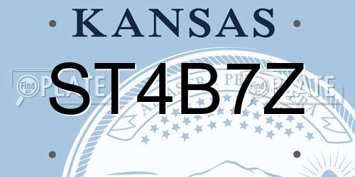 ST4B7Z Kansas License Plate