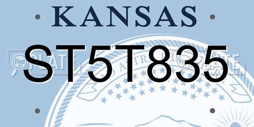 ST5T835 Kansas License Plate