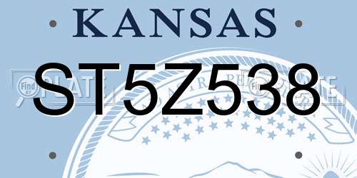 ST5Z538 Kansas License Plate