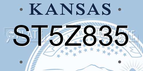 ST5Z835 Kansas License Plate