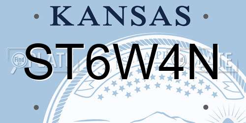 ST6W4N Kansas License Plate