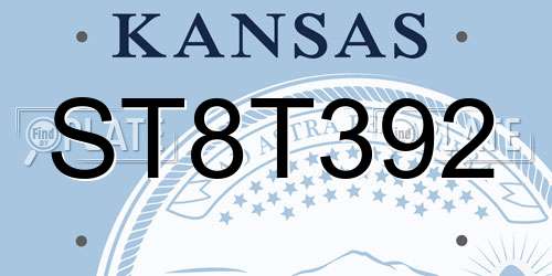 ST8T392 Kansas License Plate