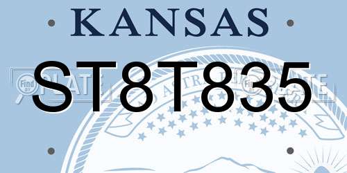 ST8T835 Kansas License Plate