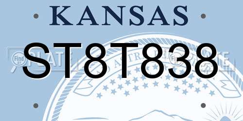 ST8T838 Kansas License Plate