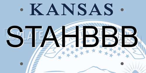 STAHBBB Kansas License Plate