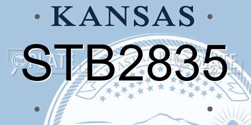 STB2835 Kansas License Plate