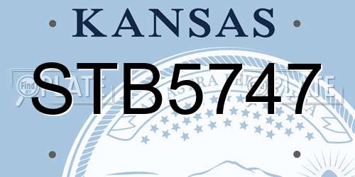 STB5747 Kansas License Plate