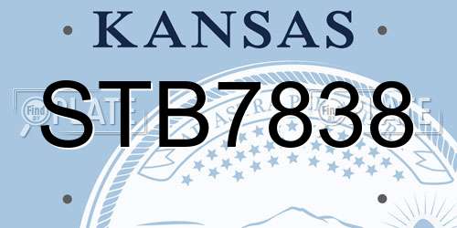 STB7838 Kansas License Plate
