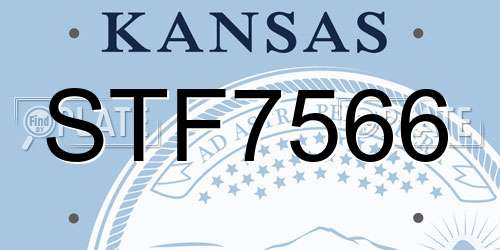 STF7566 Kansas License Plate