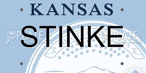 STINKE Kansas License Plate