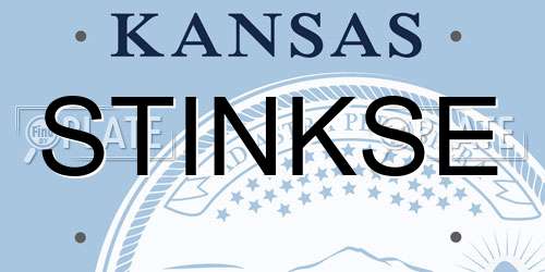 STINKSE Kansas License Plate