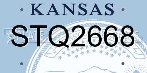 STQ2668 Kansas License Plate