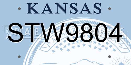 STW9804 Kansas License Plate