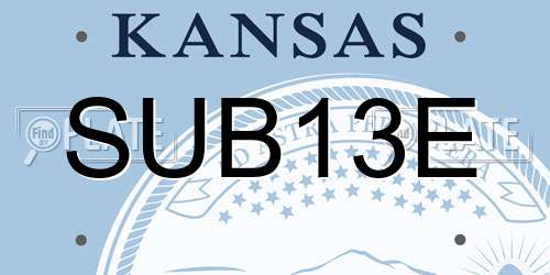 SUB13E Kansas License Plate