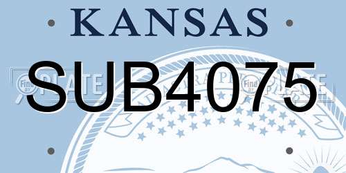 SUB4075 Kansas License Plate