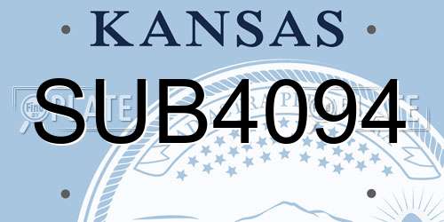 SUB4094 Kansas License Plate