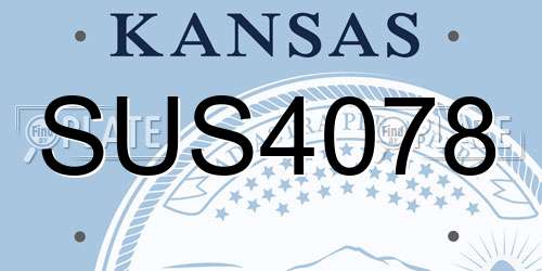 SUS4078 Kansas License Plate