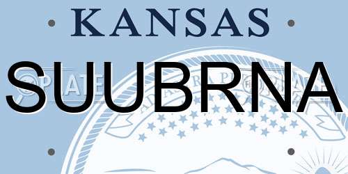 SUUBRNA Kansas License Plate