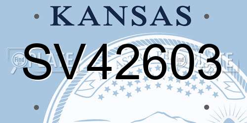 SV42603 Kansas License Plate