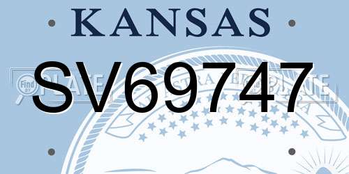 SV69747 Kansas License Plate