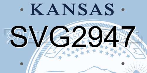 SVG2947 Kansas License Plate