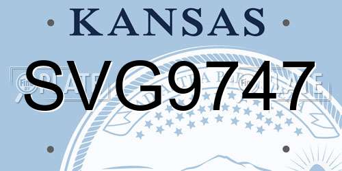 SVG9747 Kansas License Plate