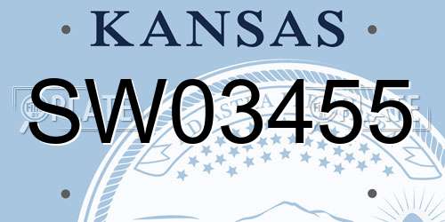 SW03455 Kansas License Plate