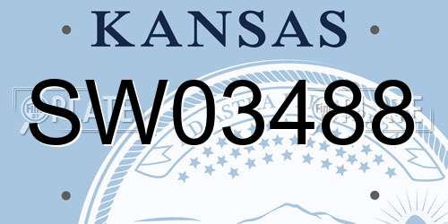 SW03488 Kansas License Plate