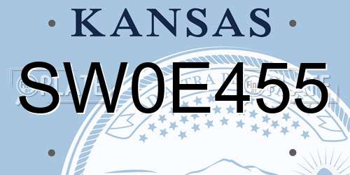 SW0E455 Kansas License Plate