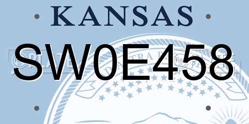SW0E458 Kansas License Plate