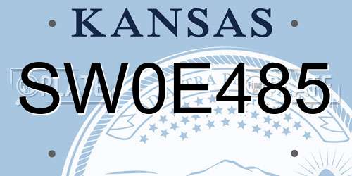 SW0E485 Kansas License Plate