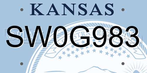 SW0G983 Kansas License Plate
