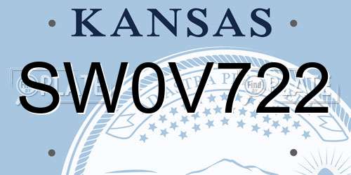 SW0V722 Kansas License Plate