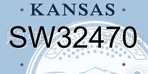 SW32470 Kansas License Plate