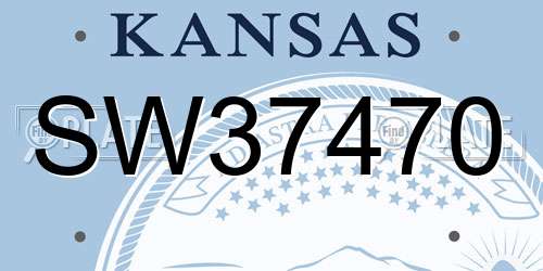 SW37470 Kansas License Plate