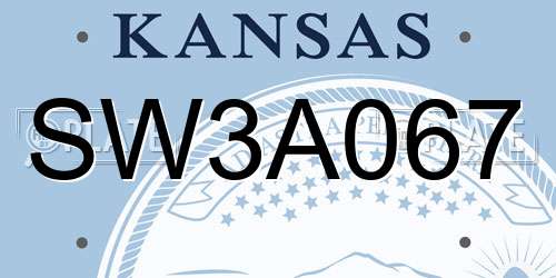 SW3A067 Kansas License Plate