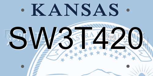 SW3T420 Kansas License Plate