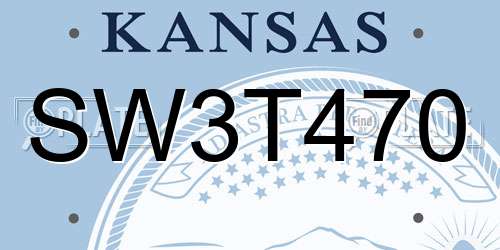 SW3T470 Kansas License Plate