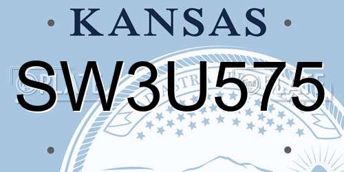SW3U575 Kansas License Plate